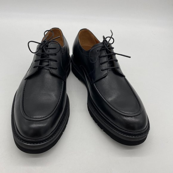 Shoes A Mens Black Plain Toe Oxford Derby Formal Lace Up Low Platform